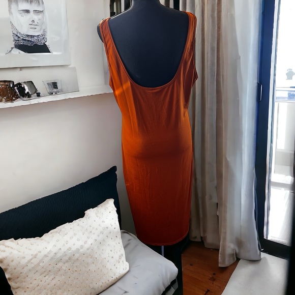 SHEIN Plus Sized Solid Rust Bodycon Midi Tank Dress Square Neckline Size 1XL - Picture 7 of 10